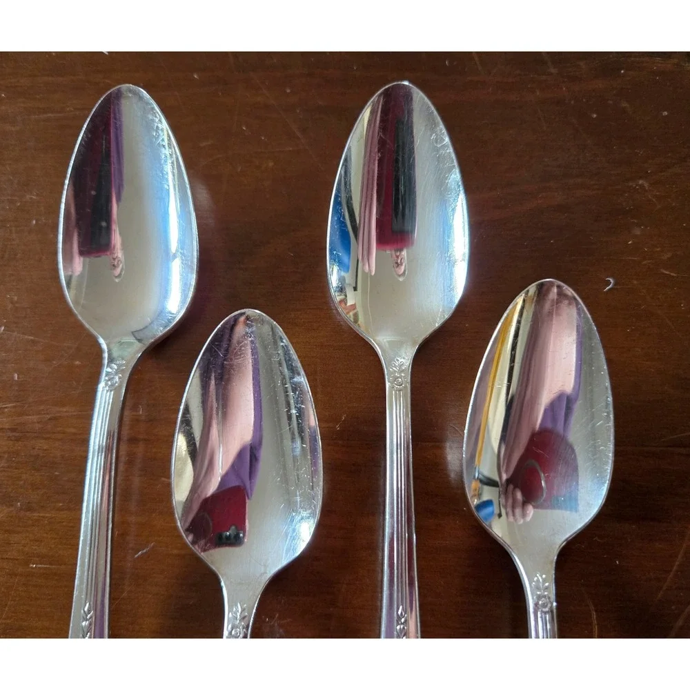 Nobility Plate Royal Rose Silver Plated Teaspoons Set of 4 Oneida Vintage